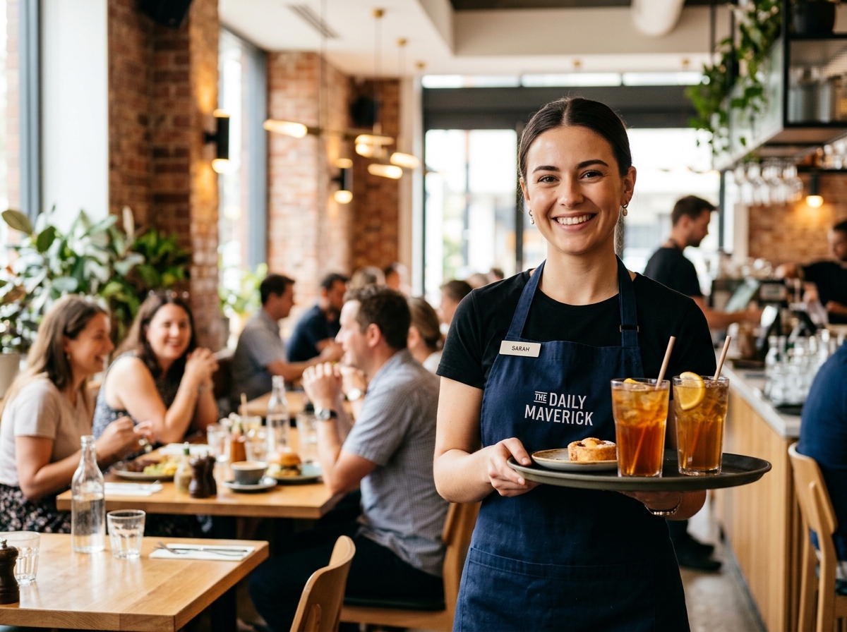 Waitress smiling
