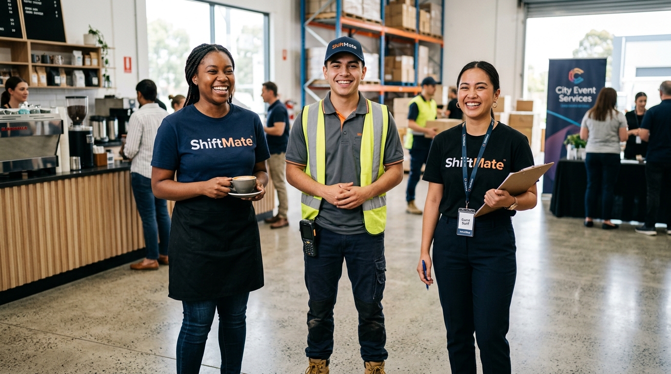 Diverse workers using ShiftMate